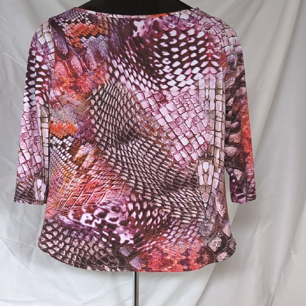 Peck & Peck Pink and Brown Snake Print Blouse